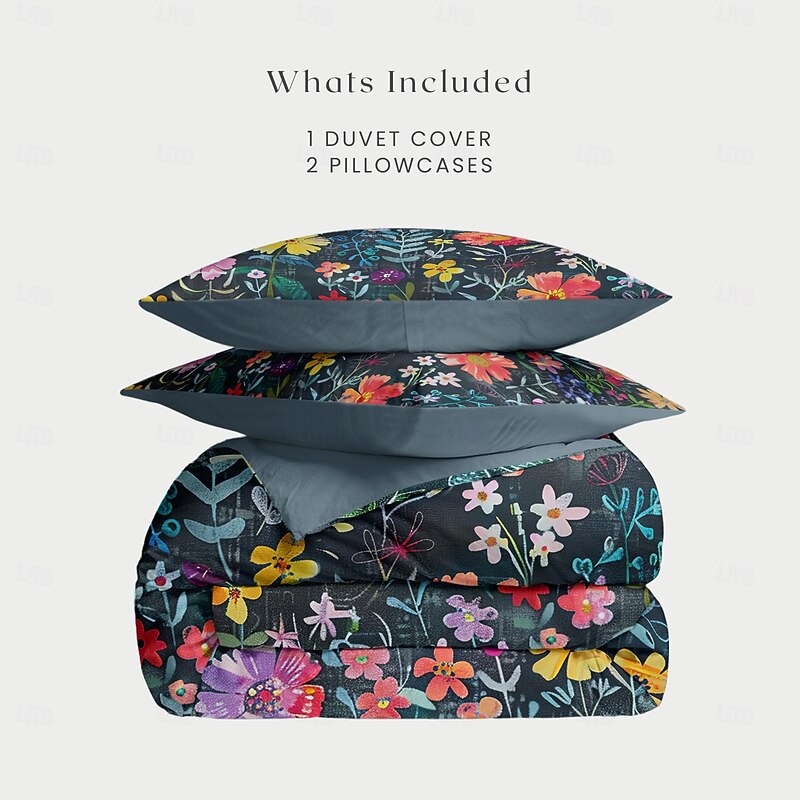 Plants Trees Fowers Floral Duvet Cover Set 2-piece Set 3-piece Set Lightweight Soft Short Plush Set Thickened Felt Square Bed3