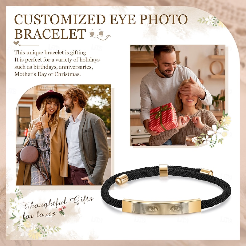 Personalized Eye Photo Bracelet Custom Best Gift for Mom – Customizable with Eye Picture, Perfect Memorial Gift for Wife or Girlfriend3