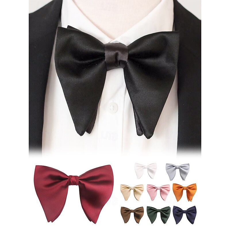 Men's Burgundy Satin Bow Tie – Classic Formal Wedding & Party Accessory