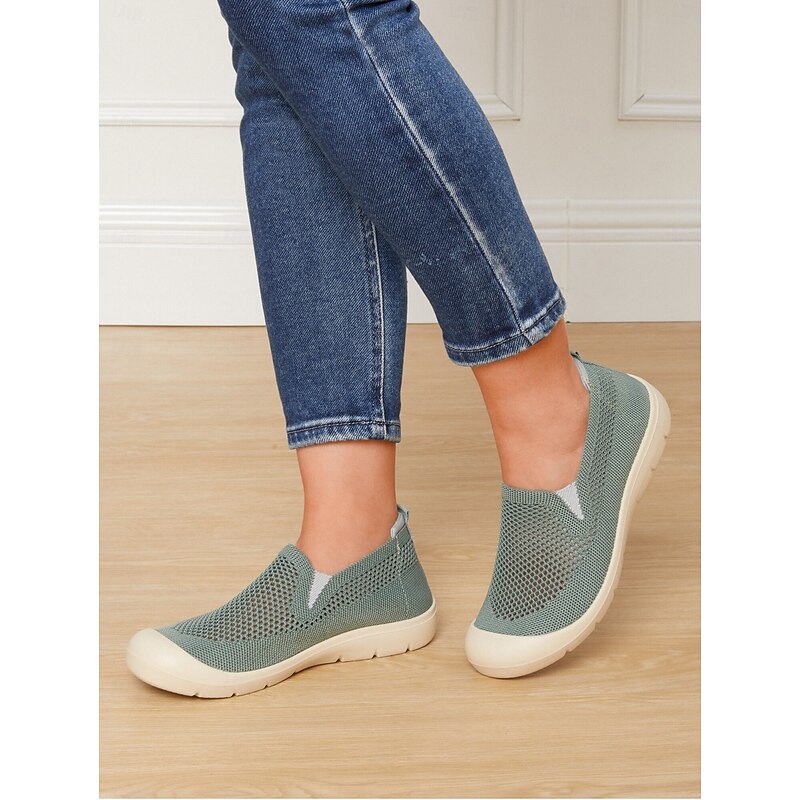 Women's Green Lightweight Breathable Mesh Slip-On Shoes– Casual Walking Shoes for Travel, Outdoor Activities and Everyday Comfort4