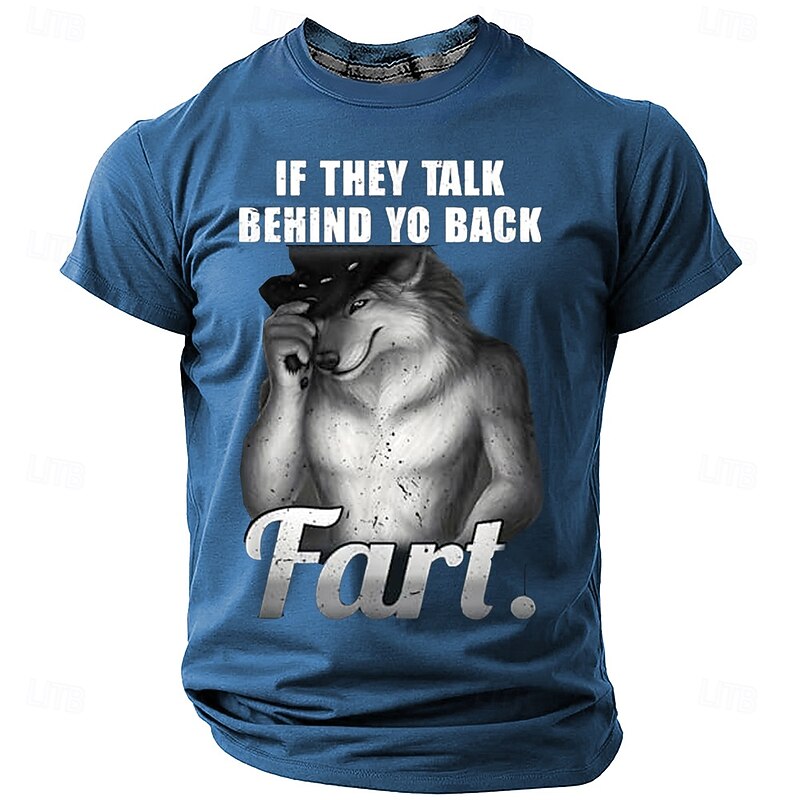 Men's Wolf Funny T Shirt Short Sleeve T shirt 3D Print Crew Neck Shirt Fashion Daily Street Daily Black Blue Green Summer Spring Clothing Apparel S M L XL XXL XXXL4