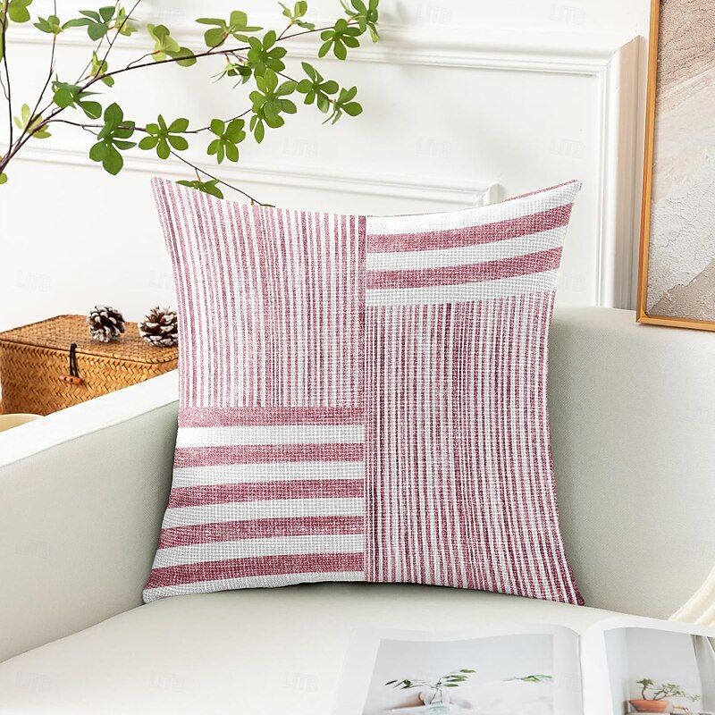 Strips Decorative Toss Pillows Cover 1PC Soft Square Couch Cushion Case Pillowcase for Bedroom Livingroom Sofa Chair Pink Blue Grey3
