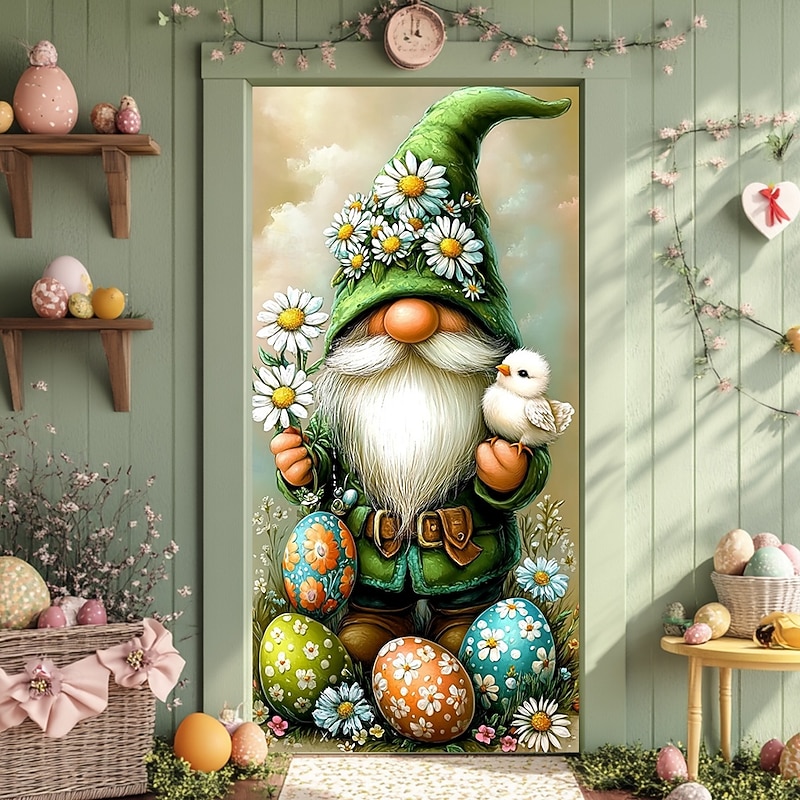 Door Decorations Door Covers Gnomes Eggs Door Tapestry Door Curtain Decoration Backdrop Indoor/Outdoor Door Banner for Front Door Farmhouse4