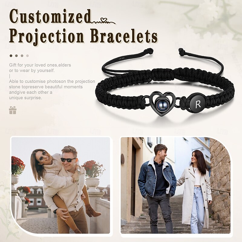 Personalized Photo Projection Bracelet Custom Best Gift for Mom Wedding Gift for Lovers with Customizable Photo & Letter Inlay3