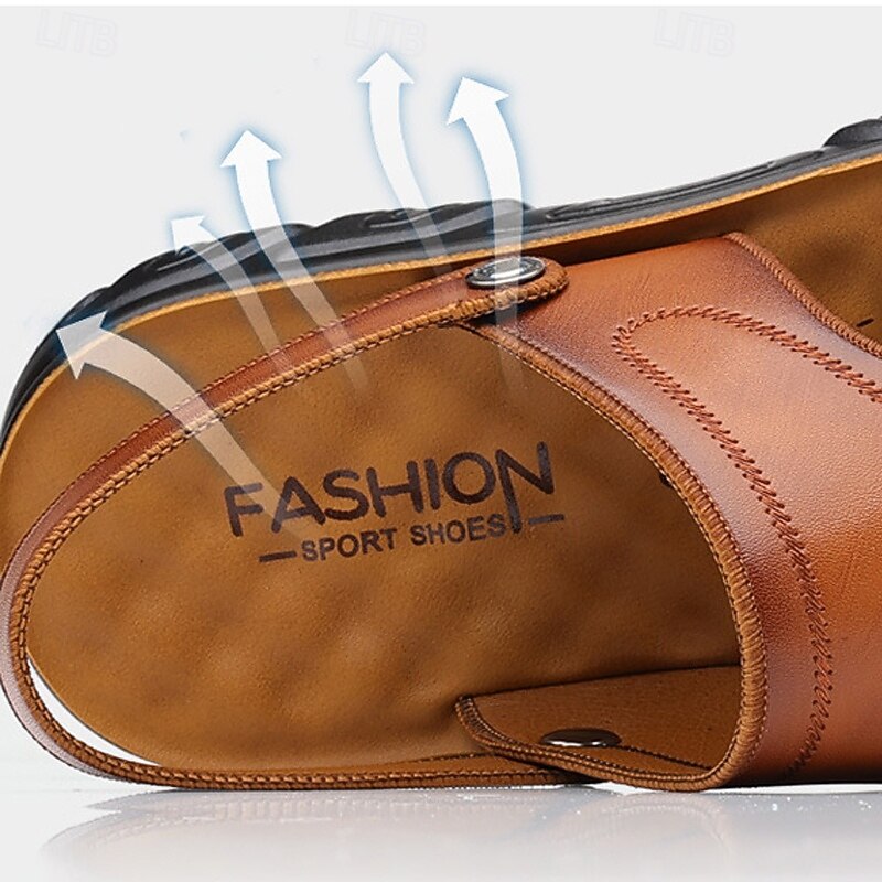 Men's Brown Faux Leather Sports Sandals with Adjustable Strap and Comfortable Sole – Perfect for Outdoor Activities and Casual Wear4