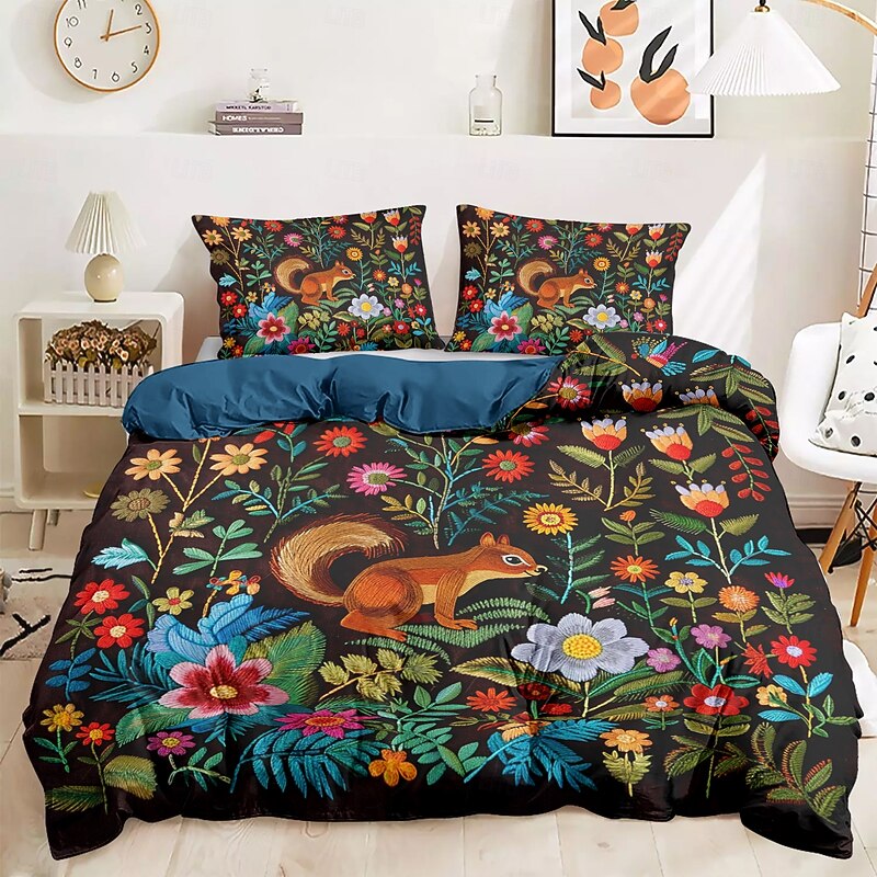 Forest Animal Duvet Cover Set - Includes Duvet Cover and Pillowcases - Nature-Inspired Design with Woodland Creatures - Soft and Comfortable Fabric - Perfect for Cozy Bedroom Decor2