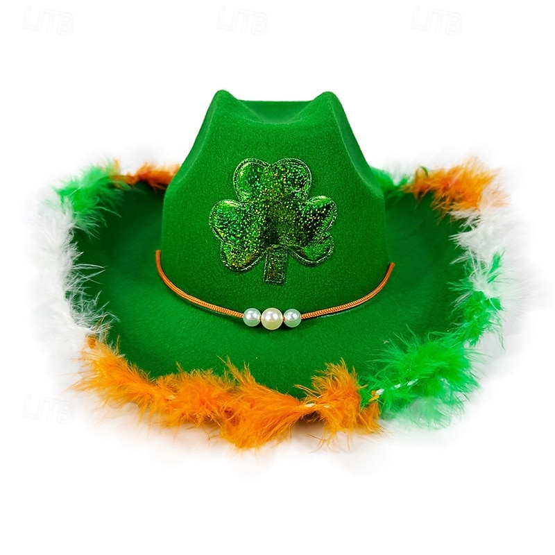 Men's Kentucky Derby Hat Sun Hat Party Hat Green Polyester Feather Fashion Casual Daily Saint Patrick Day Shamrock Sunscreen Breathable2