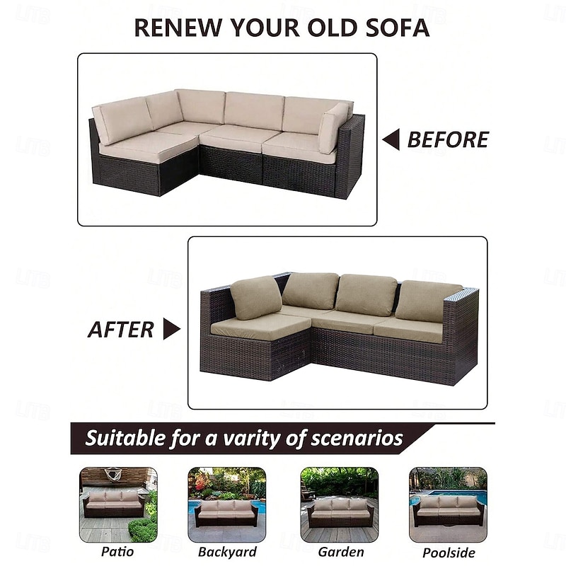 Patio Square Water-Resistant Slipcover Outdoor Sofa Seat Cover Durable Waterproof Fabric Protects Against Rain Dust and Sunlight Easy-to-Fit Design Ensures a Snug Fit Ideal for Garden Patio Furniture4