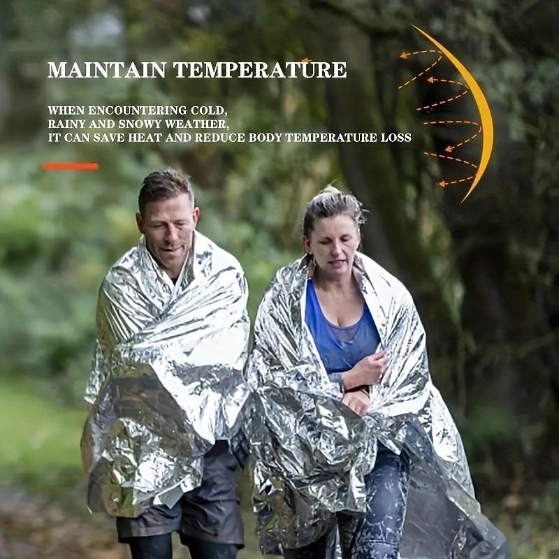 Emergency Blankets Mylar Thermal Blanket,(1 Pack) of Gigantic Space Blanket, Survival Blankets Heavy Duty Camping Gear,First Aid3