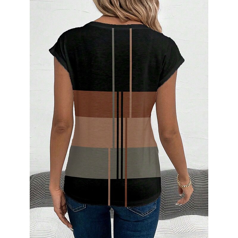 Women's Camisole Tank Top Geometric Casual Sleeveless V Neck Regular Tops Daily Print Black Summer2
