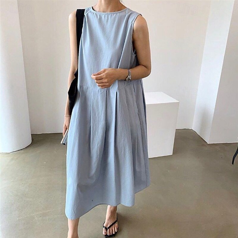 Women's Long Dress Maxi Dress Linen-Inspired Dresses Casual Dress Stylish Casual Vacation Daily Date Regular Fit Plain Sleeveless V Neck Black Blue Apricot Summer Spring4