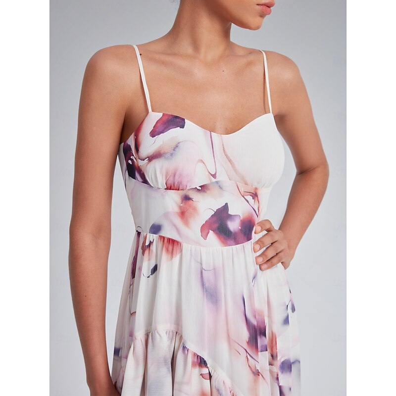 High-Low Ruffle Hem Spaghetti Strap Dress3