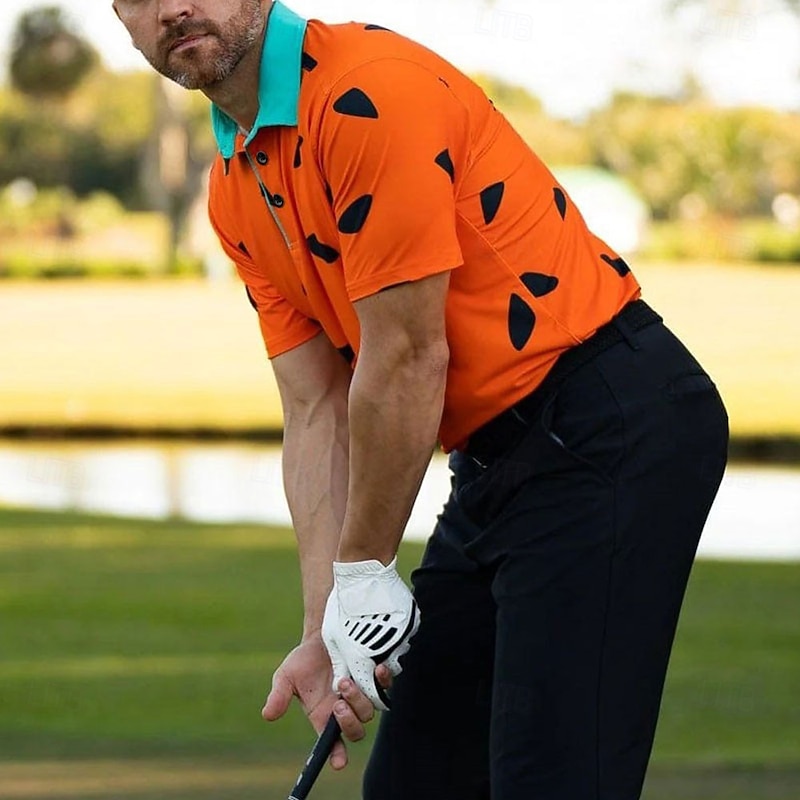 Men's Sports Polo Shirts Golf Shirt Short Sleeve Polo Shirts Collared Shirts Casual Sportswear Vacation Wear Buttons 3D Print White Yellow Navy Blue2