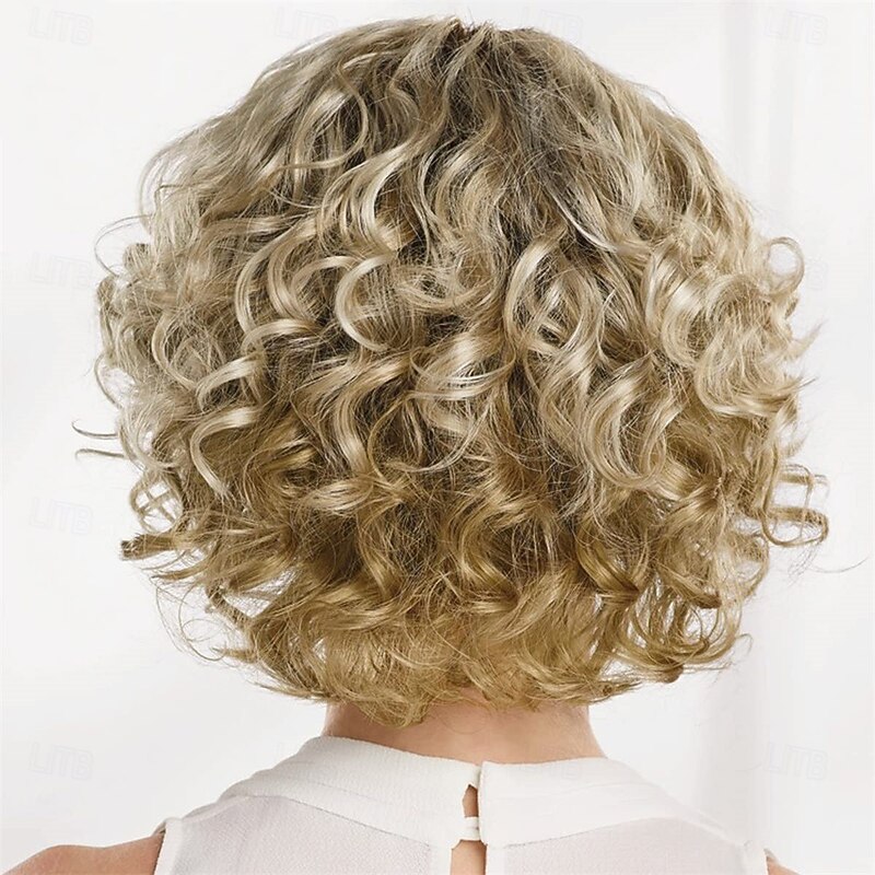 Sassy Bob Wig with Soft Spirals and Enviable Volume / Multi-Tonal Shades of Blonde Silver Brown and Red4