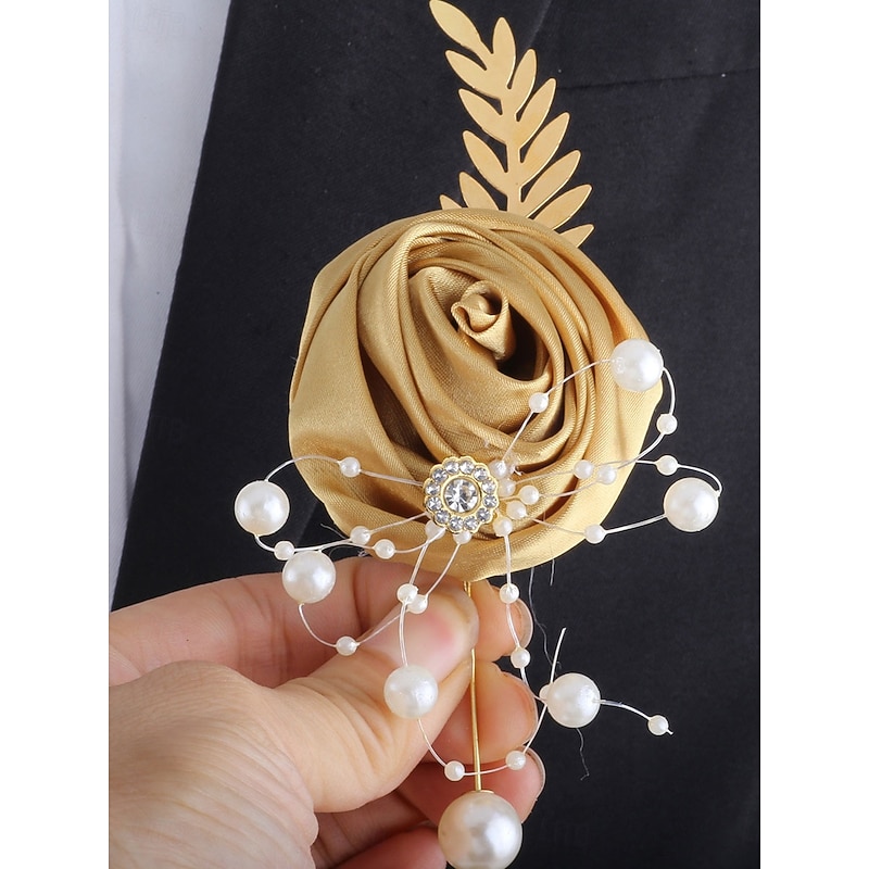 Wedding wrist flowers Boutonnieres Wedding / Special Occasion / Event / Party Fabrics Flower Style3