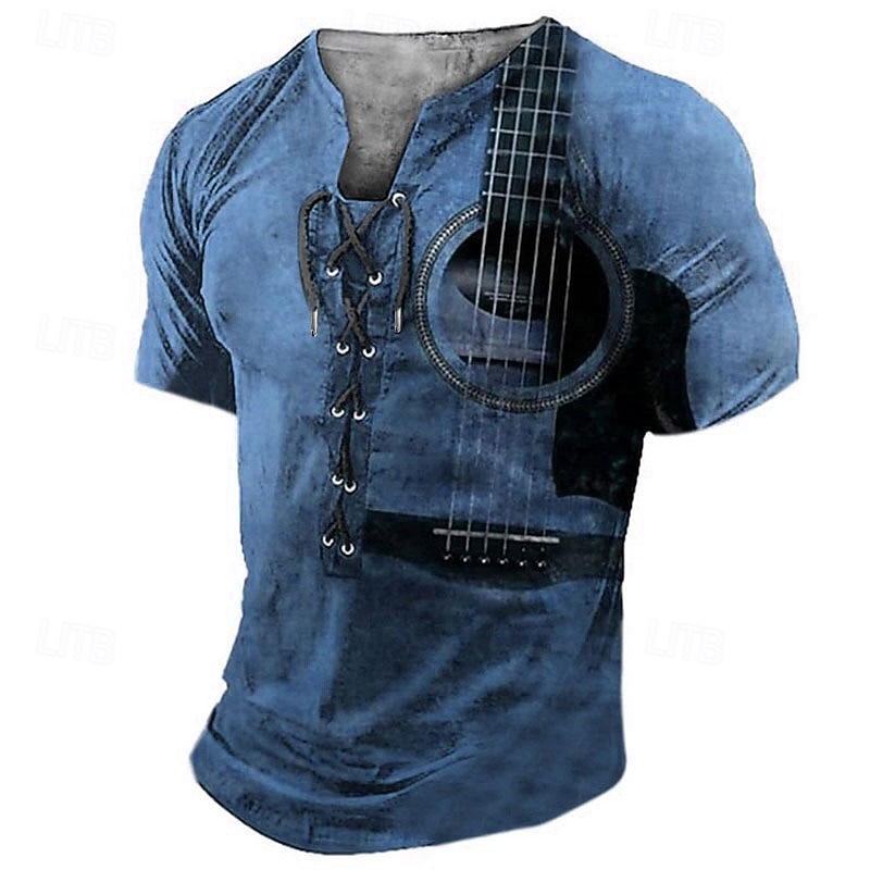 Music Festival Men's Graphic Guitar Tee Short Sleeve T shirt 3D Print Shirt Vintage Fashion Stylish Daily Sports Going out Black Red Blue Summer Clothing Apparel S M L XL 2XL 3XL2