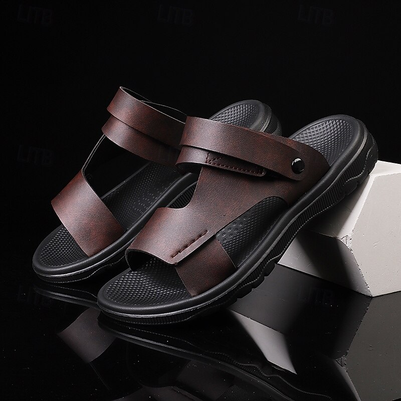 Men's Brown Adjustable Strap Sandals – Casual, Comfortable Outdoor Footwear for Summer and Vacation2