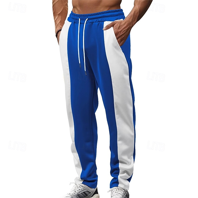 Men's Athletic Pants Sweatpants Trousers Pocket Drawstring Elastic Waist Color Block Comfort Sports Outdoor Daily Fashion Casual Black Blue Micro-elastic3