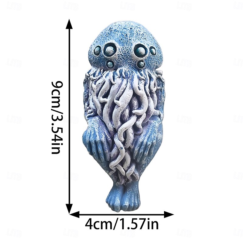 Resin Octopus Figurine, Blue Sitting Octopus Decor, Realistic Animal Statue, Desktop Ornament, Ocean-Themed Gift, Resin Craft Decoration3