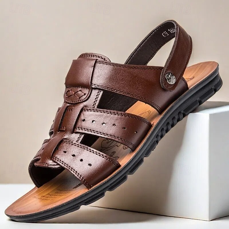 Men's Brown Faux Leather Gladiator Sandals – Open-Toe Design with Adjustable Strap, Comfortable Sole for Casual and Outdoor Wear2