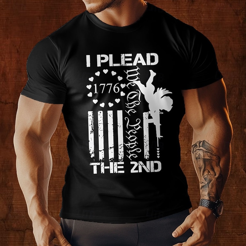 Valentine's Day Men's US Flag Cupid T Shirt Tee Top 100% Cotton Short Sleeve Graphic Shirt Black White Red Comfortable Tee Vacation Street Fashion Designer Clothing2