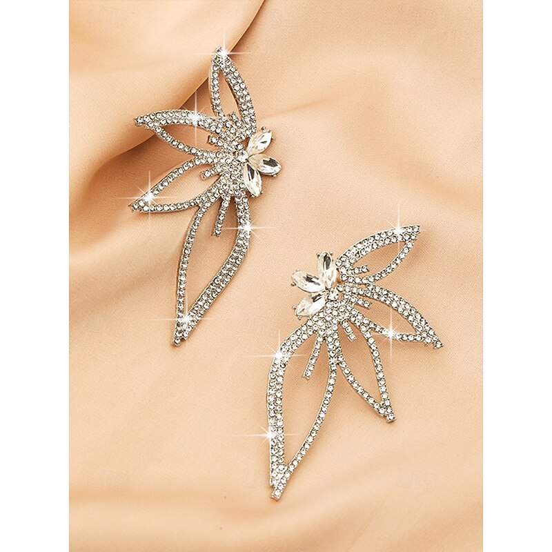 Crystal Butterfly Statement Earrings with Rhinestone Detailing, Elegant Dangle Earrings for Women, Perfect for Weddings, Parties, and Formal Events4