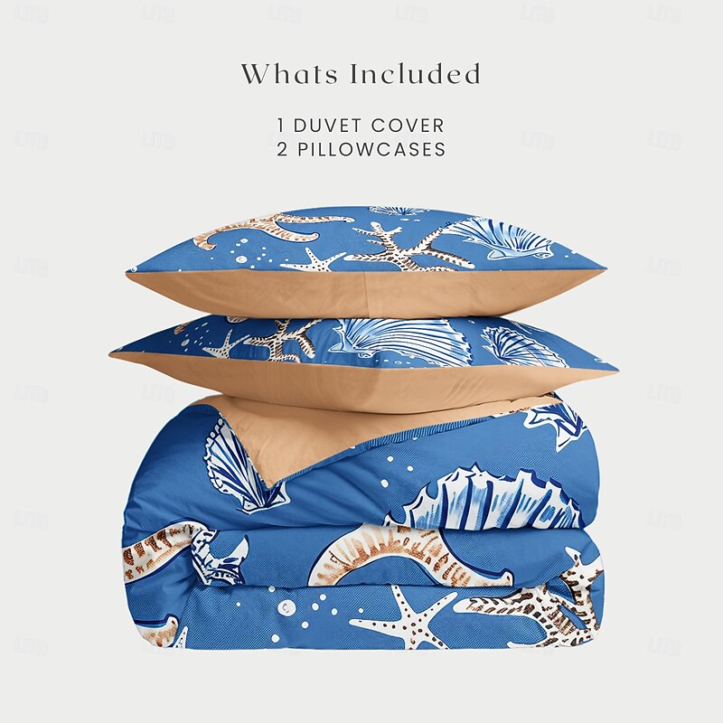 Ocean Series Duvet Cover 3-Piece Set 100% Cotton Super Soft Skin Friendly Long Lasting4