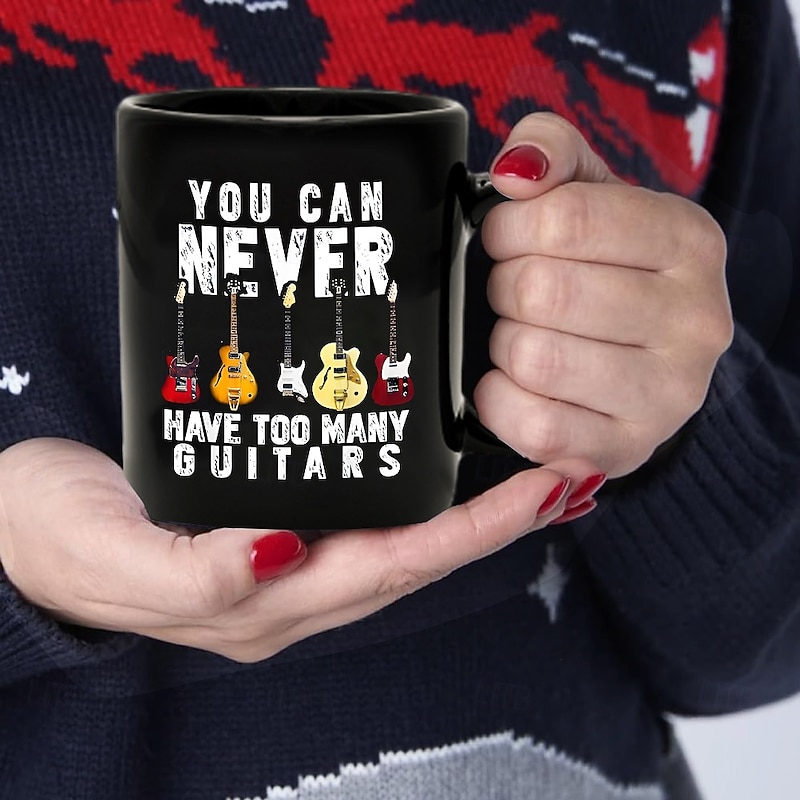 Guitar Coffee Mug Black Retro Vintage Ceramic Mug with Graphic Design 12oz/330ml Perfect Gift for Music Lovers Guitarists and Band Members3