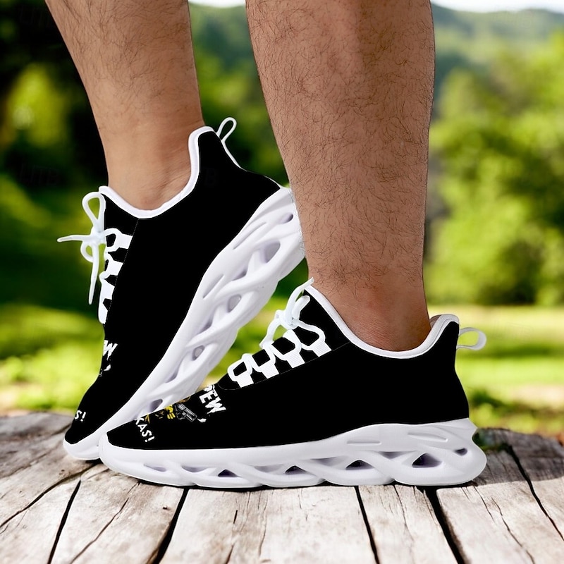 Men's Funny Graphic Print Flyknit Sneakers - Lightweight Breathable Casual Shoes for Running and Everyday Style2