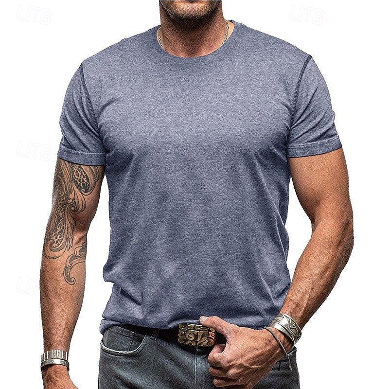 Men's Summer Tops Short Sleeve Fashion Daily Crewneck Crew Neck Dailywear Causal Spring & Summer Dark Grey Black Light Blue Henley T-Shirt4