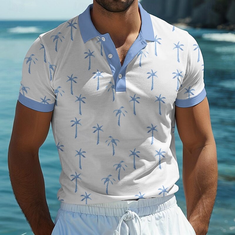 Kentucky Derby Men's Tropical Flowers Plant Polo Short Sleeve Polo Shirts Collared Shirts Casual School Outdoor Daily Wear Home Wear 3D Print Summer Light Pink Black Blue4