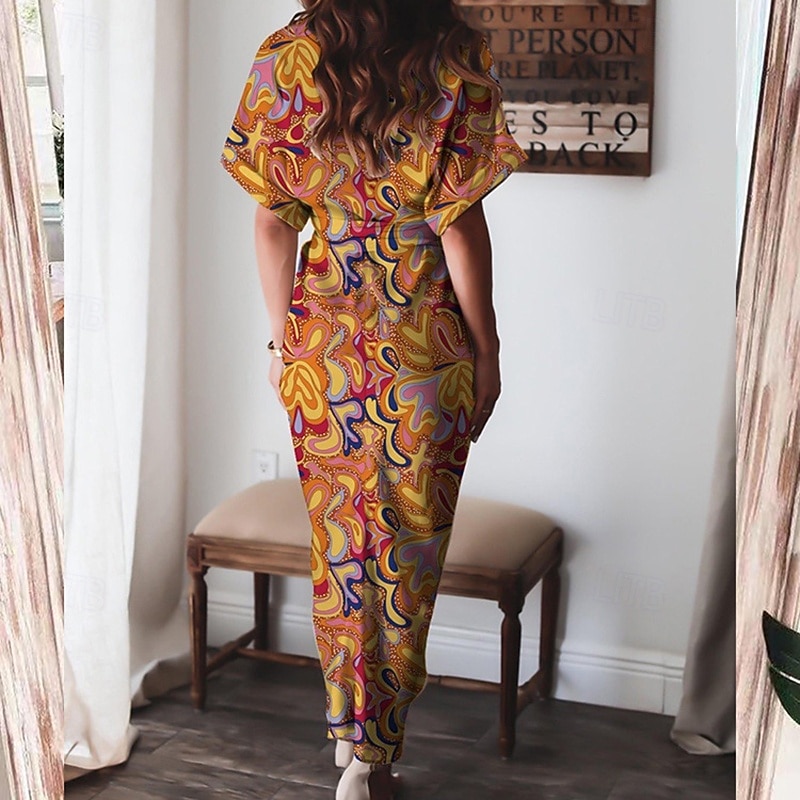 Women's Long Dress Maxi Dress Shirt Dress Casual Dress Summer Dress Stylish Sexy Vacation Daily Date Regular Fit Floral Graphic Short Sleeve Lapel Black Pink Red Blue Summer Spring2