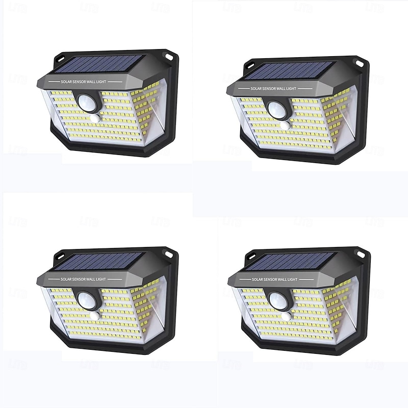 1 Pc outdoor solar waterproof wall lamp 178 LED Beams motion sensor induction lamp 270 degree wide-angle lighting 3 modes courtyard garden porch balcony garage lighting3