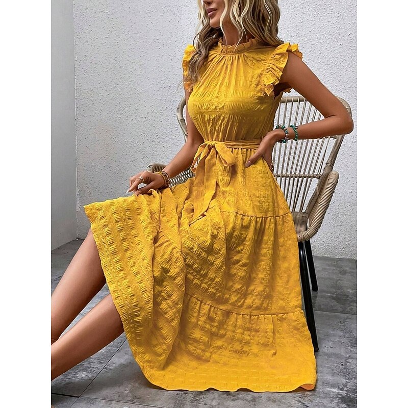 Women's Maxi Dress Casual Dress A Line Dress Stylish Basic Casual Vacation Daily Regular Fit Plain Sleeveless V Neck Yellow Pink Summer Spring3