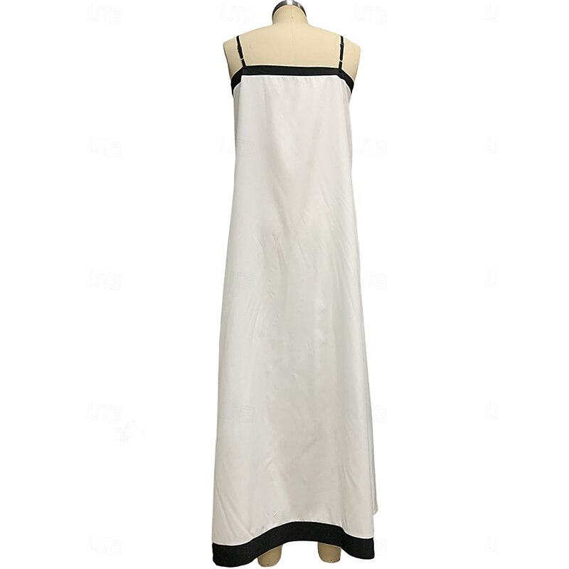 Women's Maxi Dress Casual Dress A Line Dress Summer Dress Slip Dress Stylish Casual Vacation Daily Regular Fit Color Block Sleeveless V Neck White Red Green Summer Spring4