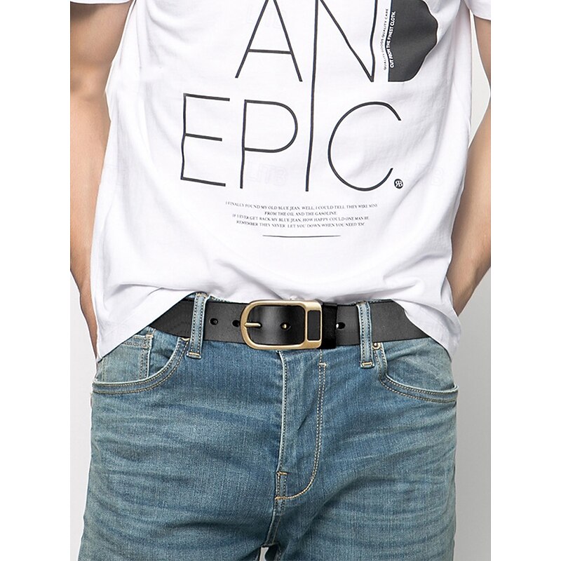 Men's Genuine Leather Belt with Gold Buckle – Classic Vintage Design for Weddings, Casual, and Formal Wear2