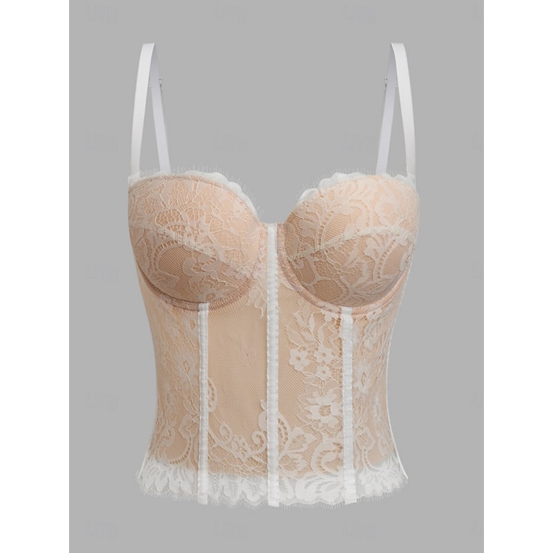 Women's Corset Shapewear Waist Cincher Waist Cincher Shapewear Lace BacklessNightwearPOLY Date Club Festival Solid Colored Sexy Corset Sexy Black Beige Summer4