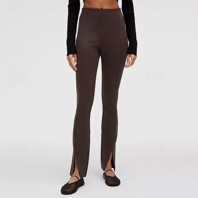 Women's Flared Pants Yoga Leggings Tummy Control High Waist Gym Dance Workout Bottoms Solid Color Black Coffee Sports Activewear