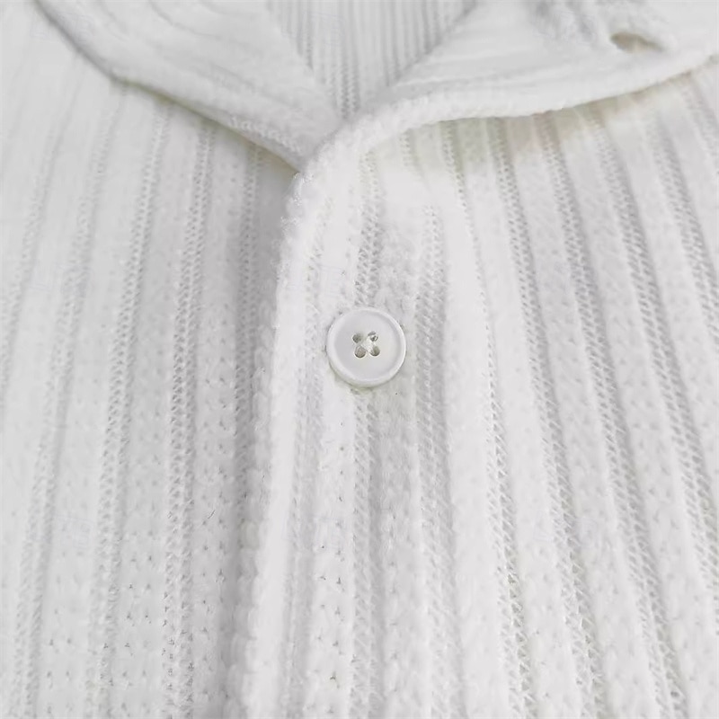 Men's Shirt Summer Shirt Casual Shirt Button Up Shirt White Short Sleeve Plain Collar Vacation Daily Clothing Apparel Fashion Casual Comfortable4