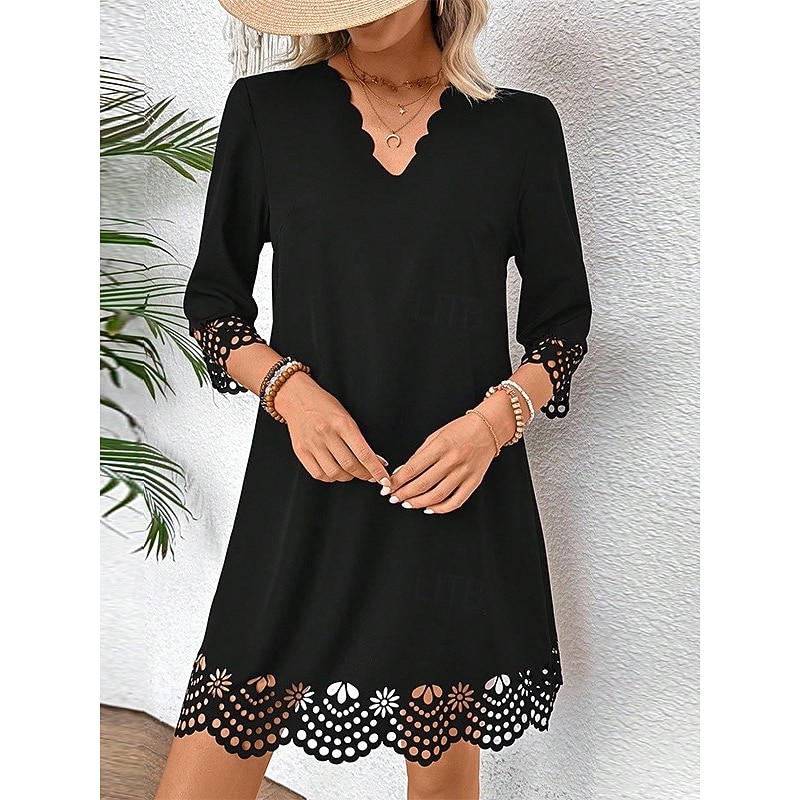 Women's Long Dress Maxi Dress Black Dress Casual Dress Cocktail Dress Formal Dress Stylish Basic Casual Party Work Daily Regular Fit Plain Long Sleeve V Neck Black Blue Summer Spring Fall2