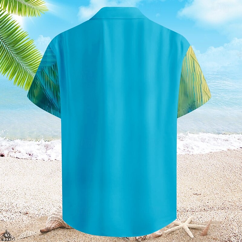 Men's Flamingo Summer Hawaiian Shirt Aloha Shirt Short Sleeve Hawaiian Vacation Summer Cuban Collar Button Up Blue2
