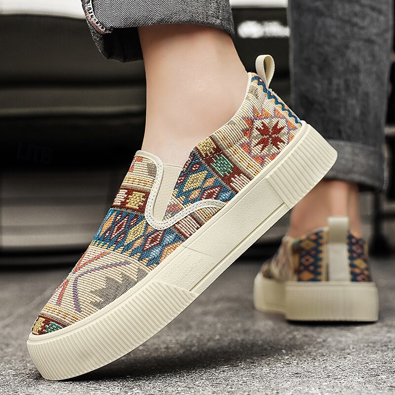 Men's Southwest Native Pattern Canvas Slip-On Sneakers – Comfortable, Stylish Casual Shoes for Everyday Wear4