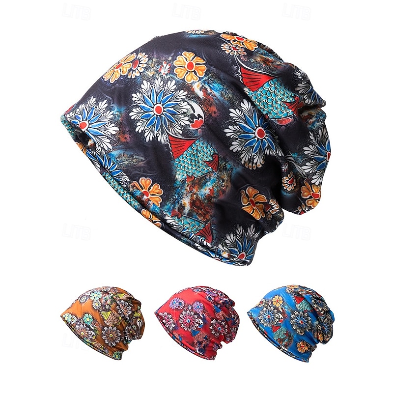 Women's Floral Print Slouchy Beanie Hat – Lightweight, Soft, and Breathable for Casual Wear and Outdoor Activities2