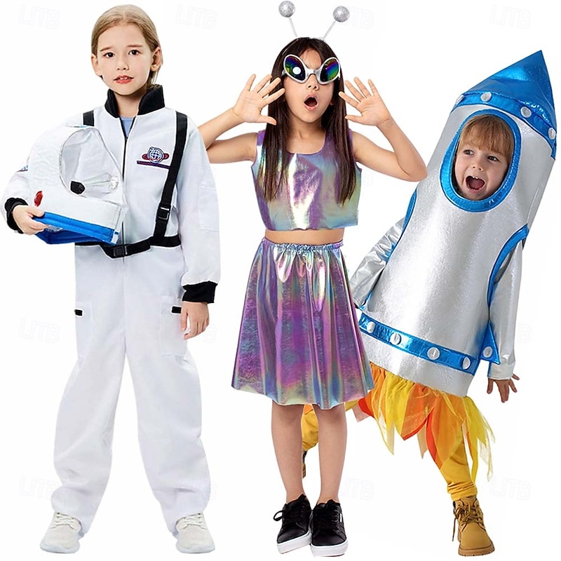Alien Astronaut rocket Carnival Costume Group Cosplay Costume Kid's Boys Girls' Cosplay Performance Party Stage Halloween Carnival Easy Carnival Costume