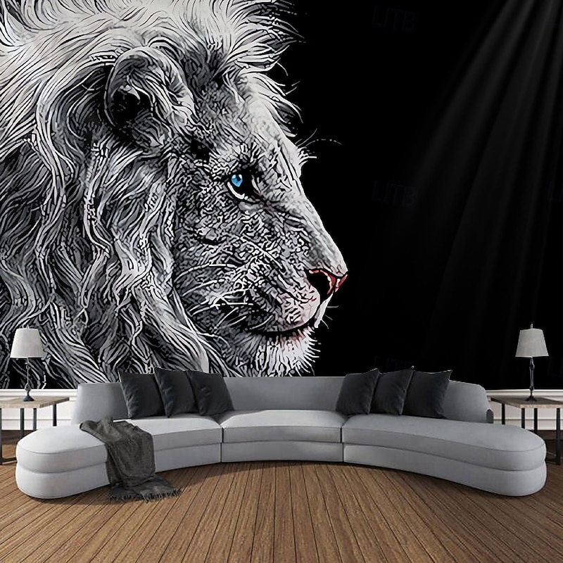Animal Lion Hanging Tapestry Wall Art Large Tapestry Mural Decor Photograph Backdrop Blanket Curtain Home Bedroom Living Room Decoration2