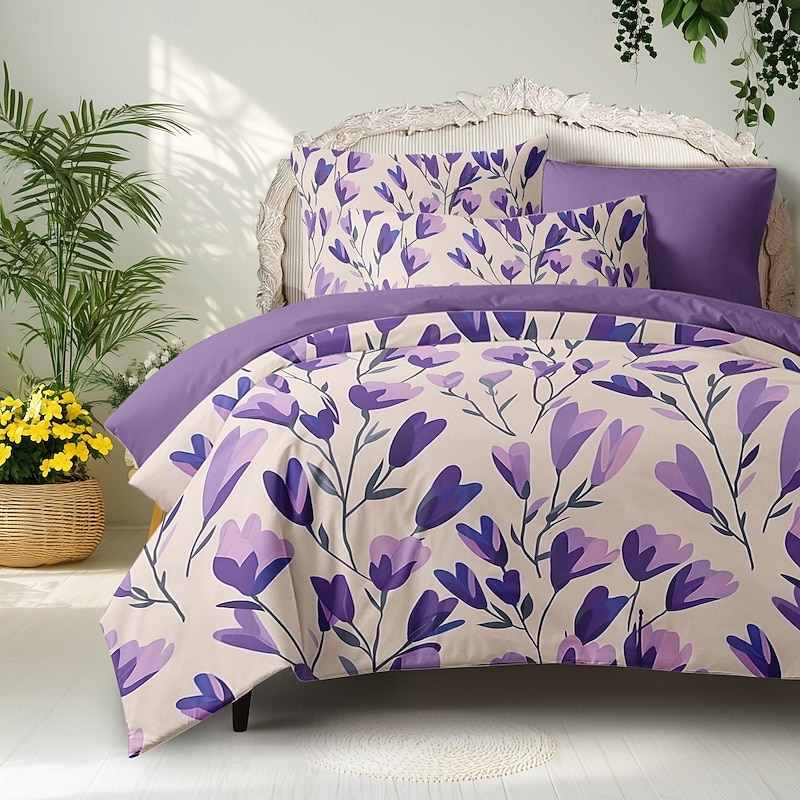 Floral Duvet Cover Set Cotton Tropical Plants Pattern Set Soft 3-Piece Luxury Bedding Set Mother's Day Gift Home Decor Twin Full King Queen Size Duvet Cover