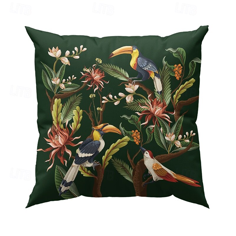 Decorative Toss Pillows Cover Tropical Birds 1PC Soft Square Couch Cushion Case Pillowcase for Bedroom Livingroom Sofa Chair Spring Summer3