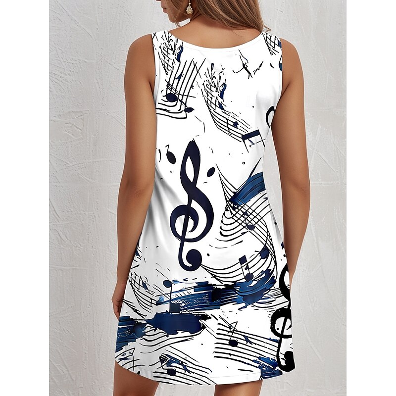 Women's Mini Dress Casual Dress Petite Dress Sundress Summer Dress Casual Vacation Daily Holiday Regular Fit Graphic Sleeveless Crew Neck White Summer2