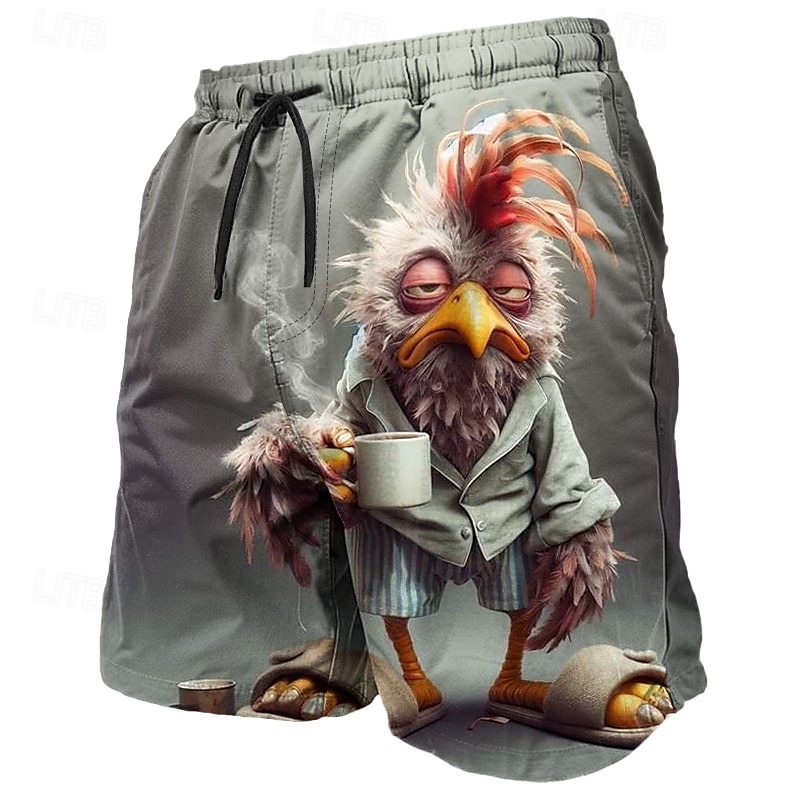 Men's Animal Rabbit Rooster Swim Shorts Board Shorts Swimming Trunks Mid Waist Streetwear Hawaiian Casual Daily Holiday Drawstring Pocket Elastic Waist Designer Clothing Apparel