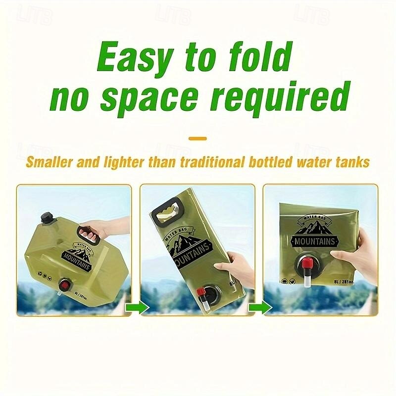 8L Portable Water Storage Bag For Camping Hiking Pet Collapsible With Spigot Handle BBQ Large Capacity Outdoor Water Container4